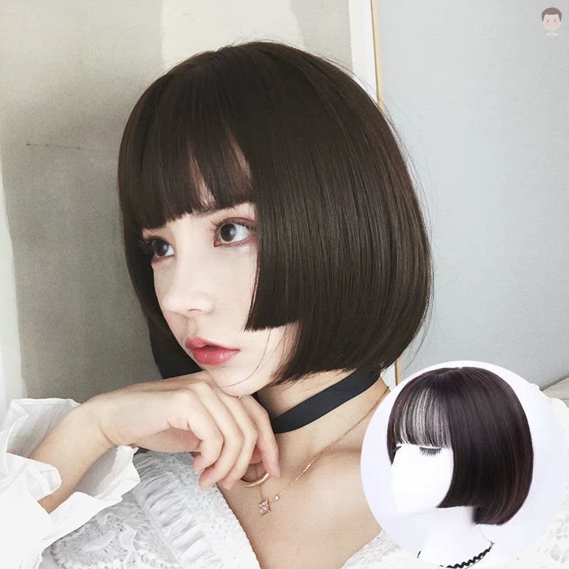 Student princess cut wig piece hairstyle real hair daily Korean hair set new style with the same round face top middle point full true