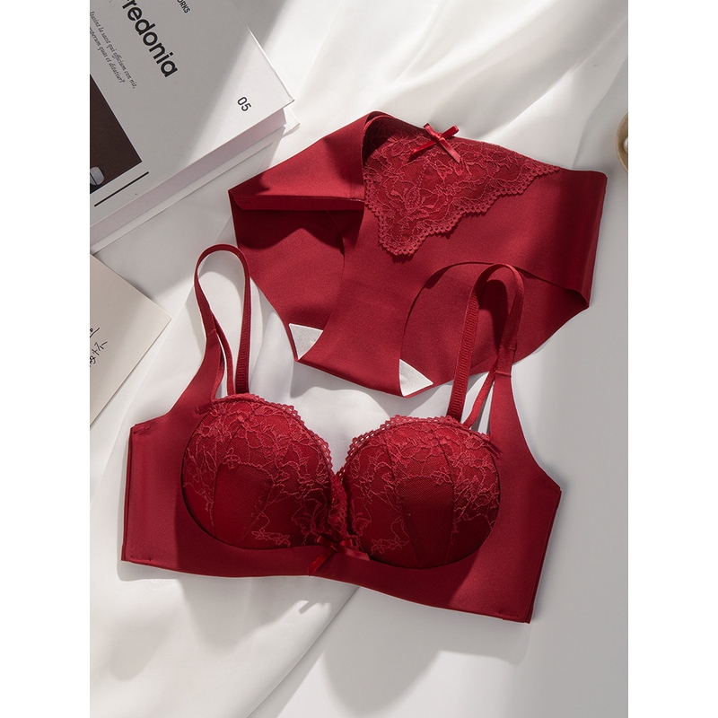 Pure Cotton Red Underwear Set for the Year of Birth, 2026 New Style, Women's Sexy Lace Bra, Push-Up