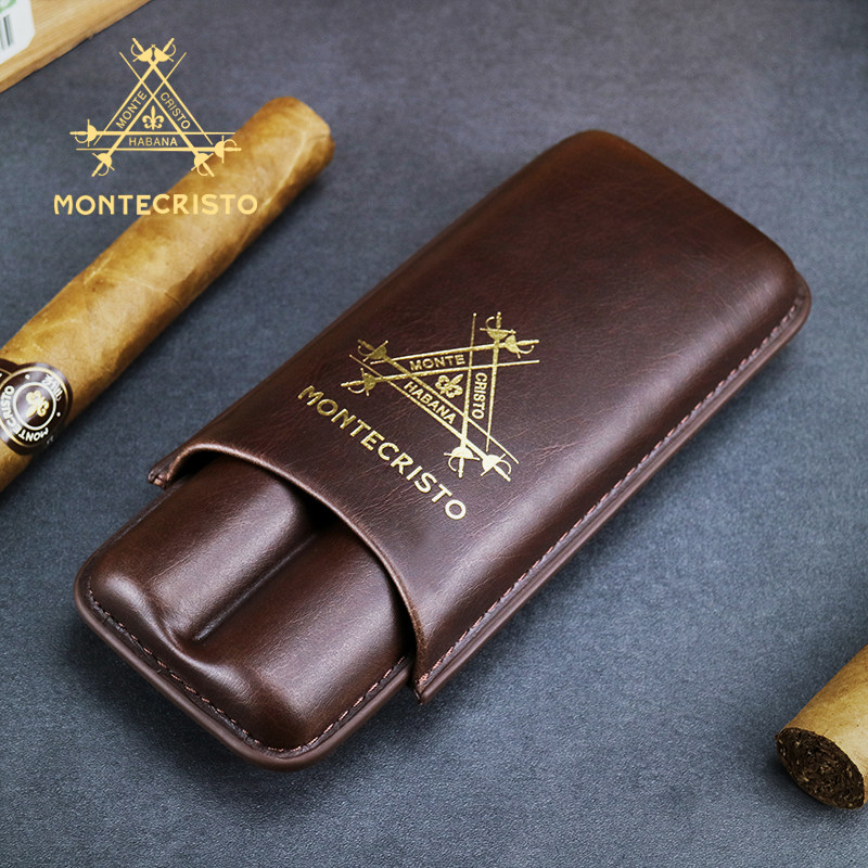 Cuban cigar leather case Monte classic portable cigar leather case cigar box travel cigar case moisturizing set 2 packs