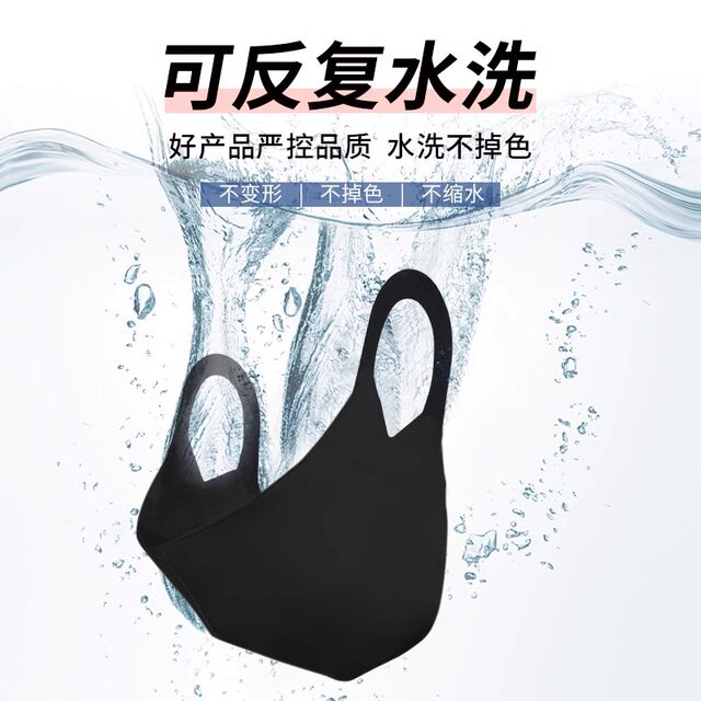 Celebrity-Style Sun Protection Mask for Women, Uv Protection, Thin Ice Silk, Black, High-Quality Fabric, Washable, Dustproof, Breathable