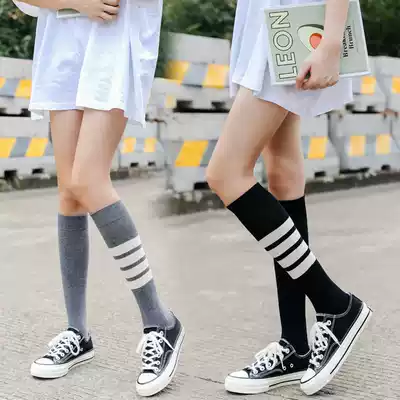 Micro-pressure thin leg socks JK socks women's mid-tube spring and autumn black high-tube over-the-knee socks Half-length stockings ins tide