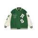 RASS 재미있는 조판 녹색 야구 유니폼 국가 패션 브랜드 미국 가을 루즈 재킷 남성용 가죽 슬리브 재킷
