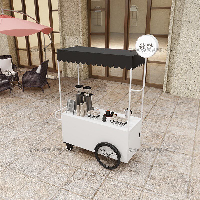 Custom European-style iron art floral land showering bazaar mobile sales van trolley shopping mall Outdoor Snack Stall-Taobao