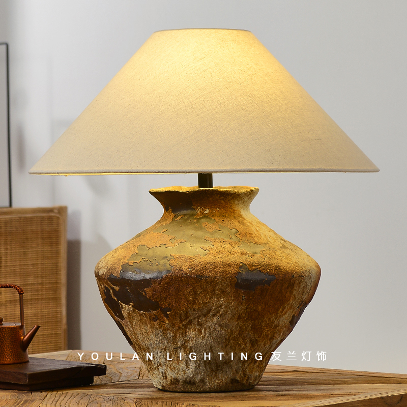 Table Lamp Wabi-Sabi Style New Chinese Style Japanese Style American Style French Style Antique Ceramic Vintage Pottery Designer Bedroom Bedside Lamp Table Lamp Wabi-Sabi Style New Chinese Style Japanese Style American Style French Style Antique Ceramic Vintage Pottery Designer Bedroom Bedside Lamp