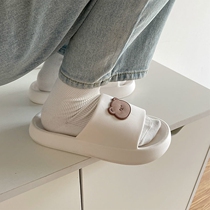 Cute cartoon slippers female summer ins girl heart home non-slip anti-odor couple thick bottom cool cool drag outside wearing Ji JJ