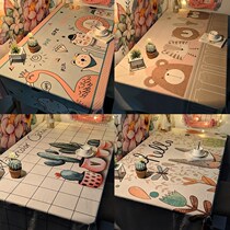 Tablecloth fabric waterproof and oil-proof disposable Nordic ins Net red rectangular table cloth coffee table pvc student book table mat