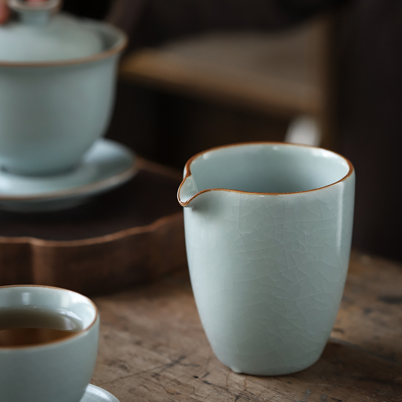 One Party Tea House Day Style Ru Kiln Justice Cup Tea Sea Home Ceramic Sub Tea Instrumental Kongfu Tea With Open Sheet Can Raise Boutique