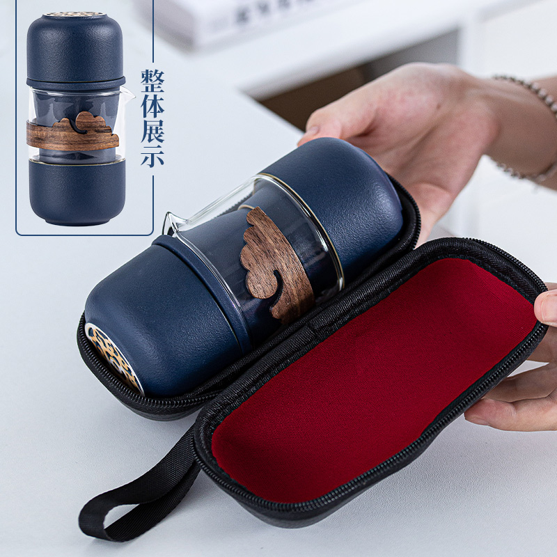 Crude Pottery One Pot Four Cups Convenient Travel Kung Fu Tea Set Glass Creative Quick Cup Gift Custom Logo