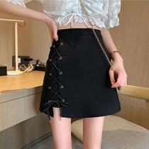 Black Half Body Dress Woman 2021 Summer Summer High waist a Character Dress Design Sensation Bag Hip skirt Spicy Girl Short Skirts