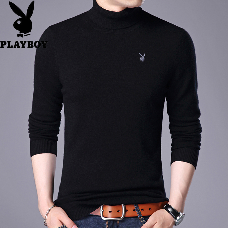 Flower Playboy high collar sweater for men's autumn and winter clothing Han version of thin covered head line sweatshirt sweaters jersey sweater