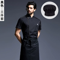 Черная футболка, черный фартук, короткий рукав