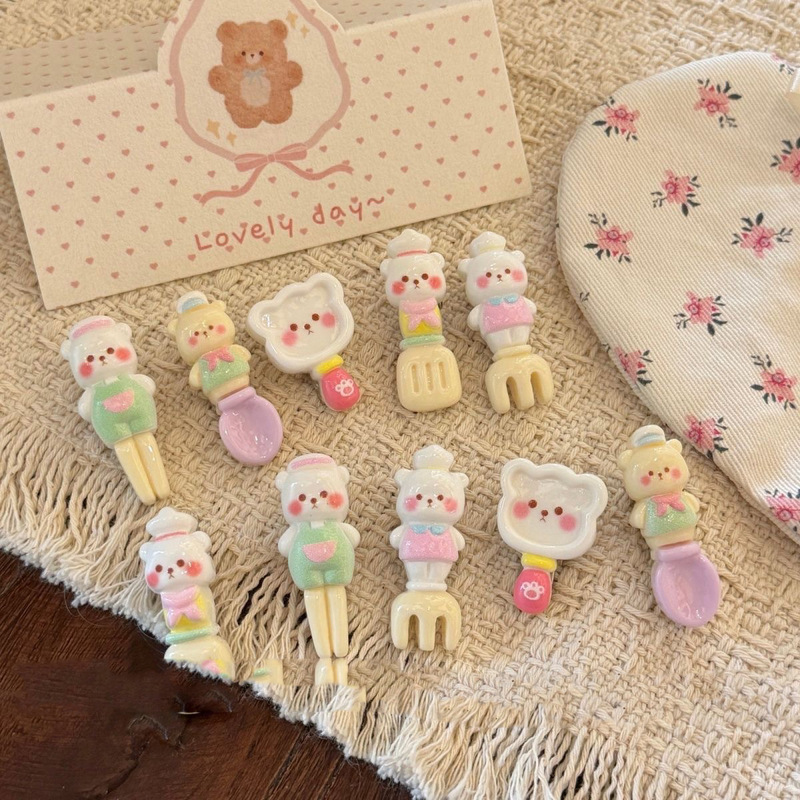 Creative Cute Bear Tableware, Food Toys, Chopsticks, Plates, Duckbill Clips, Resin Accessories, Hair Clips, 2 Yuan Free Shipping Small Items