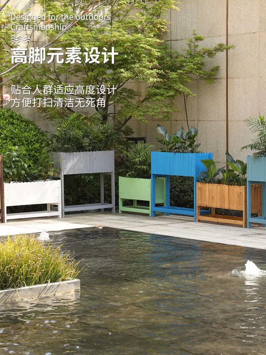 Flower Pot Flower Trough Patio Strip Cultivation Bonsai Square Extra-large Outdoor Composition Set For Outdoor Embalming Wooden Case