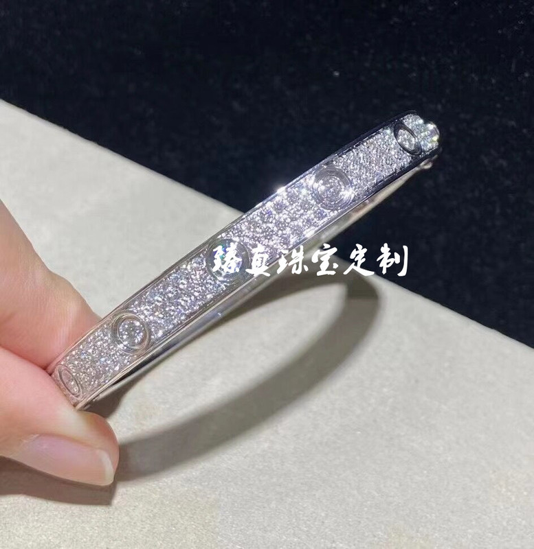 18K White Gold Rose Gold Wide Version Star-Studded Bracelet, Narrow Version Full Diamond-Studded Four-Diamond Bracelet Without Diamonds for Men and Women