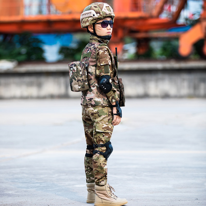 Children's camouflage uniform suit special forces equipment boy's birthday gift winter plus velvet Halloween handsome