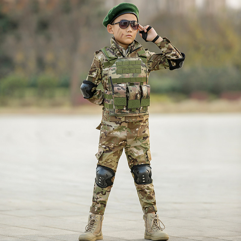 Halloween children's camouflage suit autumn and winter special forces boys cashmere beret girls long-sleeved performance clothing