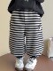 Girls' Fleece-Lined Sweatpants Autumn and Winter 2025 New Stylish Children's Fleece Pants Thick Striped Long Pants for Girls