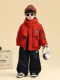 Boys' Autumn and Winter Fleece-Lined Jacket 2025 New Style Children's Red Windbreaker Stylish Boys' Thickened Warm Parka