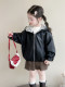 Girls' Leather Jacket Autumn 2025 New Fashionable Children's Hooded Leather Jacket Little Girl's Autumn Windproof Top