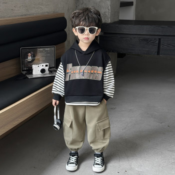 Boys' Autumn Outfit Set 2025 New Children's Shirt Vest Three-Piece Set Cool and Stylish Boys' Spring and Autumn Casual Cargo Pants