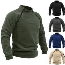Mens Tactical Outdoor Jacket Stand Collar Solid Sweater Hunt