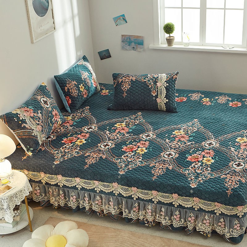 Customized milk velvet tatami cover pad kang cover thickened and enlarged bed cover quilted quilted sheets non-slip non-running bed