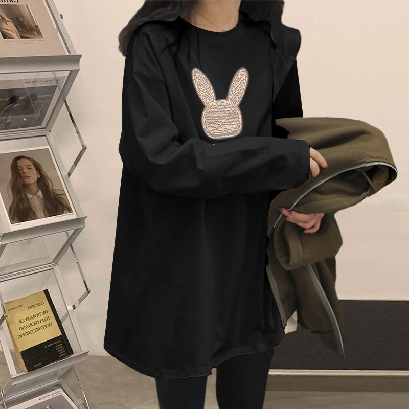 Maternity Wear Spring and Autumn Pure Cotton Long-Sleeved T-Shirt Large Size Belly-Covering Mid-Length Base Shirt Stylish and Age-Reducing Top