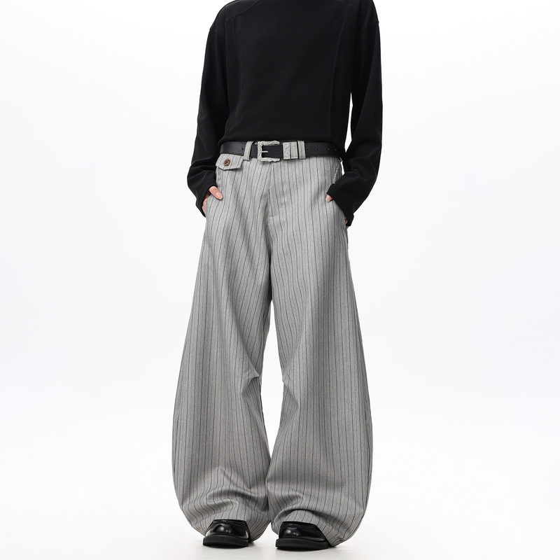 Woostop High-End Old Money Style Striped Trousers for Men and Women, Loose American Casual Suit Pants, Scimitar Pants, Trendy