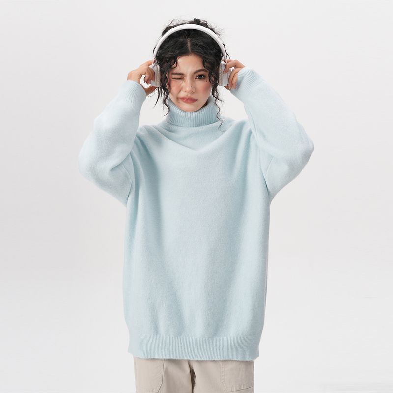 Bwka Dopamine Turtleneck Sweater for Women and Men, Autumn and Winter Loose Solid Color Basic Versatile Knitwear, Heavyweight Thickened Knit Sweater Bwka Dopamine Turtleneck Sweater for Women and Men, Autumn and Winter Loose Solid Color Basic Versatile Knitwear, Heavyweight Thickened Knit Sweater