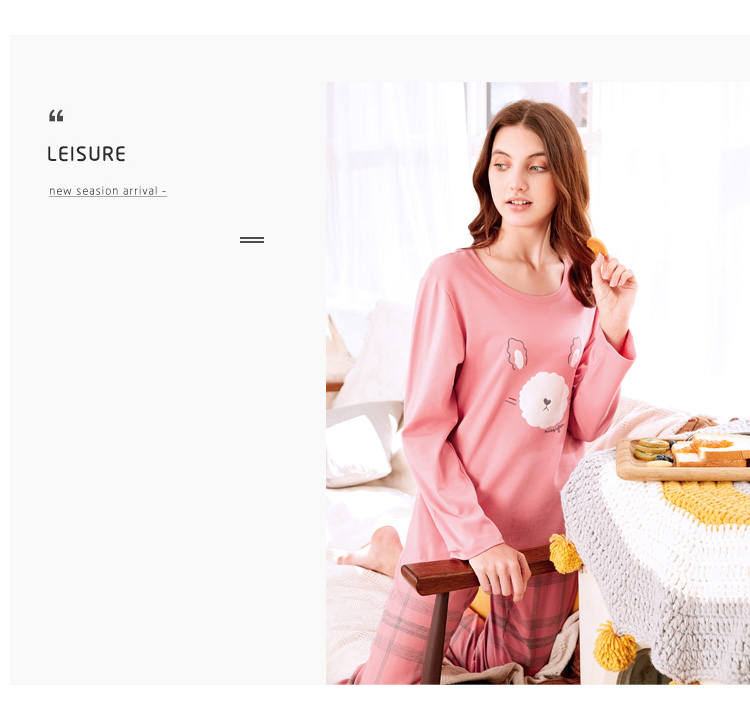 [Limited 惠] Đồ ngủ cotton tiêu chuẩn Mỹ nữ mùa xuân và mùa thu dễ thương hoạt hình kẻ sọc cotton phục vụ nhà pijama lụa dài tay