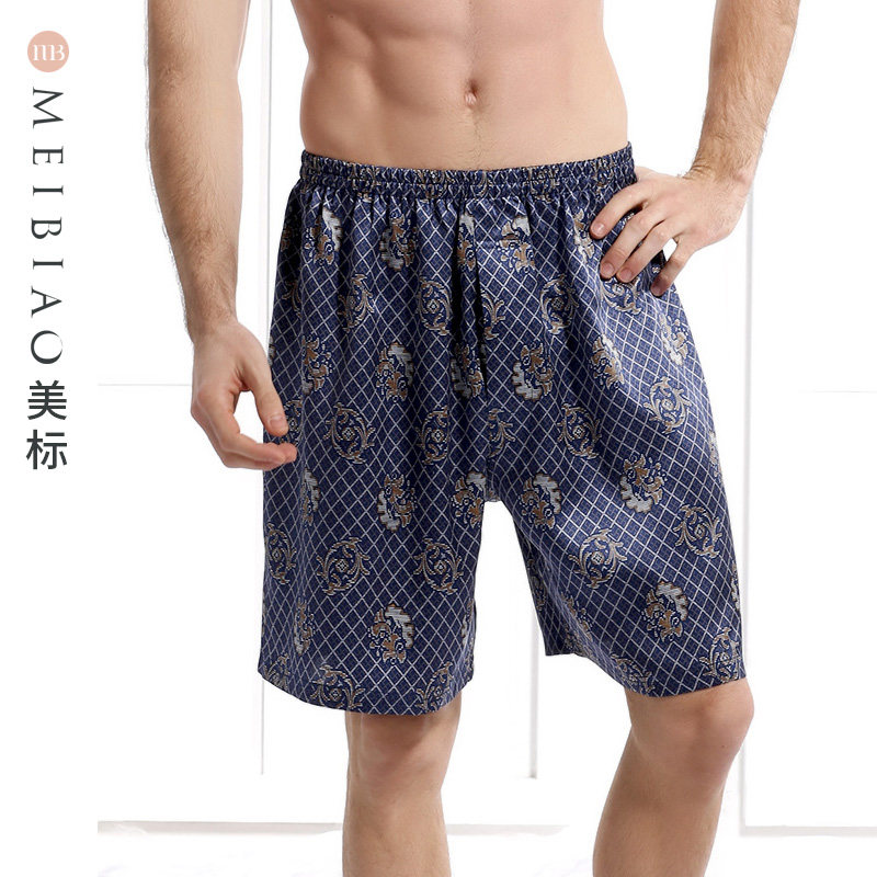American Summer Men Shorts Genuine Silk Beach Mulberry Silk Casual Flat Corner Comfort Home Pants 50% Pants Silk Sleeping Pants
