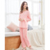 Bộ đồ ngủ cotton dài tay tiêu chuẩn của phụ nữ Mỹ mới thiết lập mùa xuân và mùa thu giải trí hoa mùa thu bộ đồ khủng log Bên ngoài ăn mặc