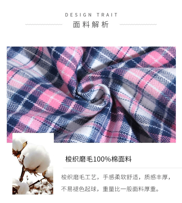 Bộ đồ ngủ cotton dài tay tiêu chuẩn của Mỹ cho nam và nữ mùa xuân và mùa thu có thể mặc đồ cotton kẻ sọc phục vụ mùa đông bộ đồ ngủ nữ