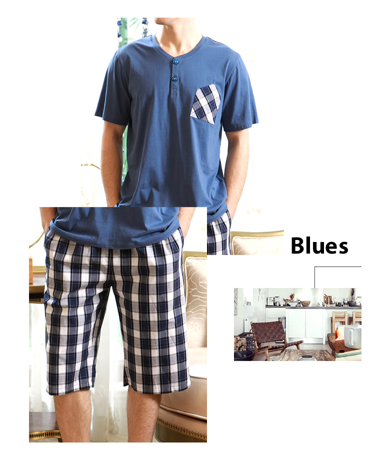 Mỹ tiêu chuẩn mùa hè mới cho nam quần ngắn tay cotton đồ ngủ kẻ sọc cotton giản dị có thể được mặc bên ngoài phù hợp với dịch vụ nhà áo kiểu nữ đẹp tuổi 35