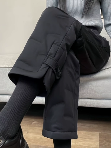 Зимние бархатные удерживающие тепло утепленные штаны для отдыха, увеличенная толщина, свободный прямой крой