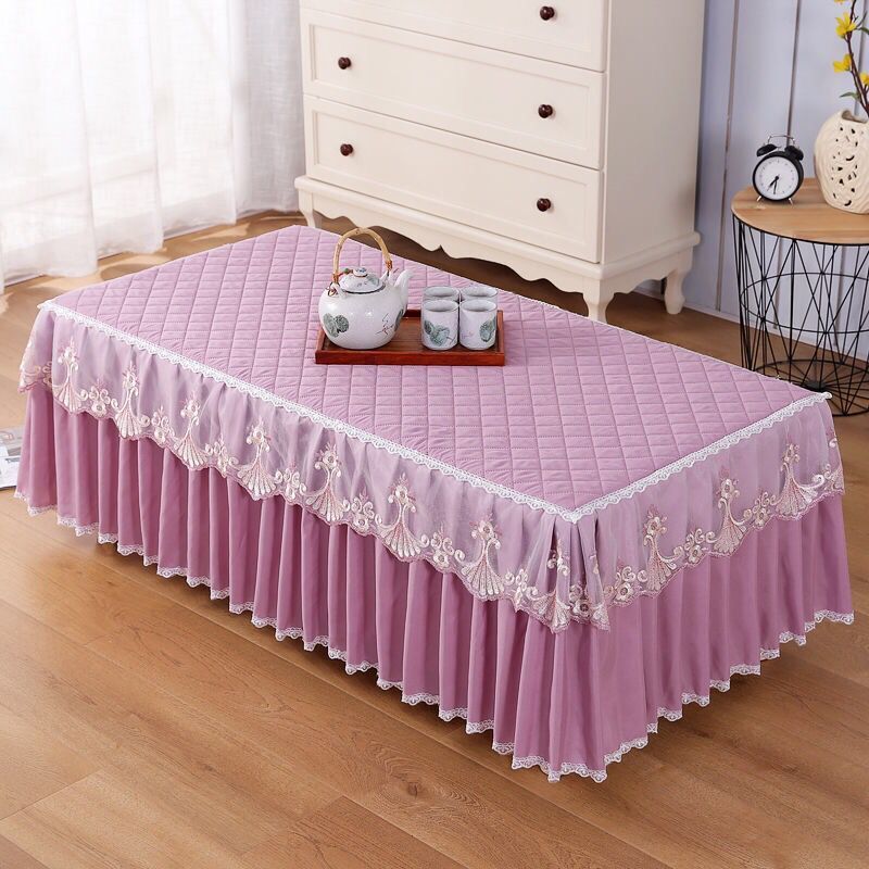Tea table tablecloth rectangular household living room TV cabinet dust cover cloth lace full package tea cover