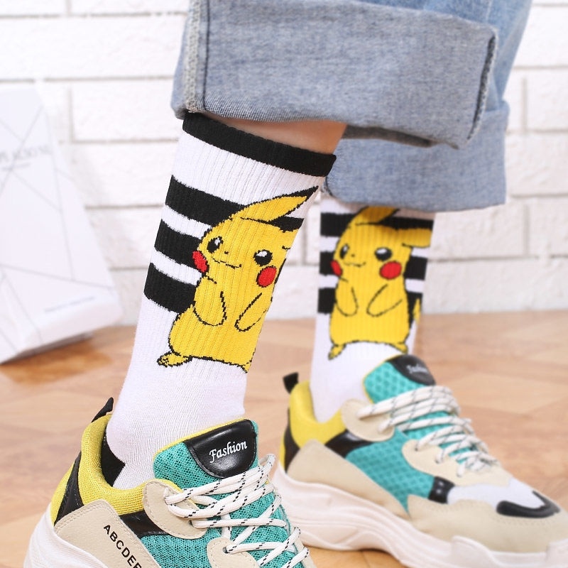 Socks Men's long cylinder 1 Fire and ninja 3 Pikachu women Korean version Long Sox Trend Cute Cartoon Couple Midcylinder Fall