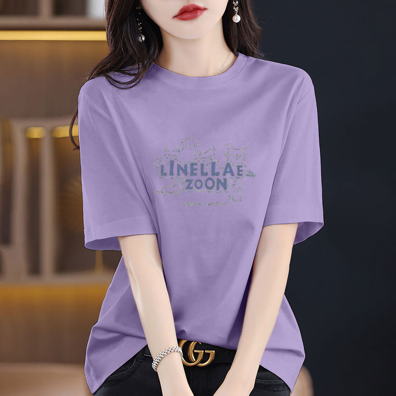 Pure Cotton T-Shirt, Regular Shoulder Fit, Guangzhou Women's Brand, Wuxi Brand, Shisanxing 2026 New Model, Humen White Horse Short-Sleeve Top, High-End Pure Cotton T-Shirt, Regular Shoulder Fit, Guangzhou Women's Brand, Wuxi Brand, Shisanxing 2026 New Model, Humen White Horse Short-Sleeve Top, High-End