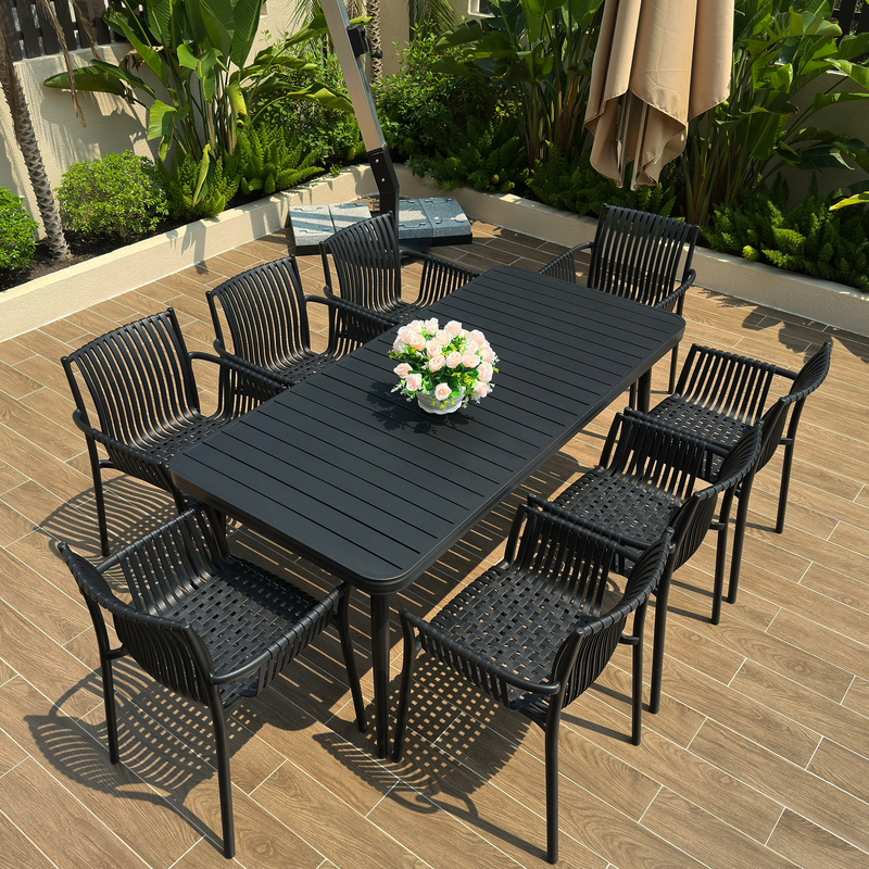 Outdoor All-Aluminum Table Courtyard Garden Waterproof and Sun-Proof Villa Nordic Open-Air Balcony Leisure Homestay Table and Chair Set