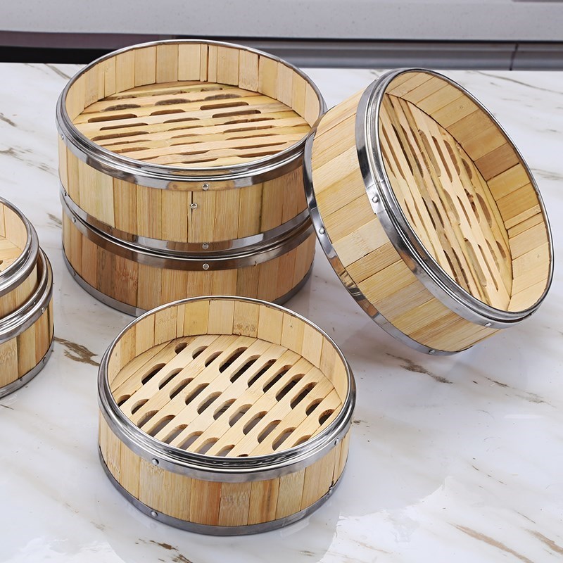 Tea restaurant steamer 22 cm steamer Hong Kong-style steamer hand-woven hand-made dim sum drawer tableware steamer commercial Cantonese-style small