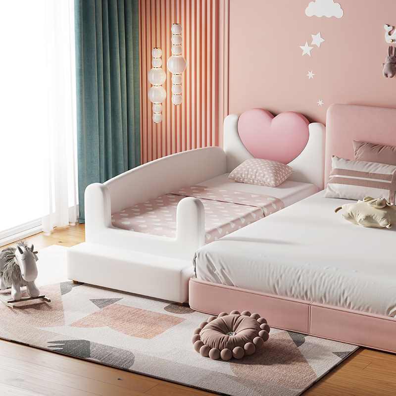 Solid wood children's bed with guardrail small bed baby baby girl princess bed single bed side bed widened stitching big bed