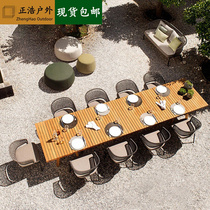 Outdoor tables and chairs combined courtyard leisure sample room outdoor garden waterproof sun and anti-corrosion wood open-air restaurant furniture