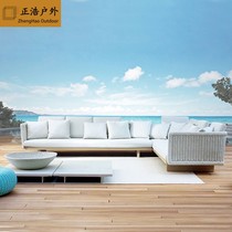 Outdoor teak sofa combination leisure courtyOutdoor garden waterproof sun-proof sky vine chair solid wood furniture