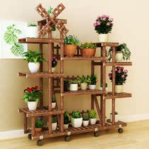 Green Lori Balcony Rack Multi-Meat Simple Solid Wood Flower Shelf Indoor Plant Flower Pot Shelf Living-room Floor-Style Multilayer