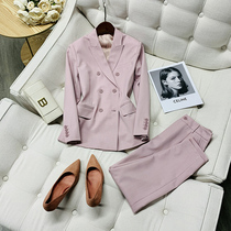 2021 Summer New 100 Hitch Pink Suit Fashion West Suit 90% Pants Career Two Sets Women