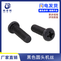 PM black cross round head screw pan head machine tooth screw Flat round head black screw lengthened M3M4M5M6