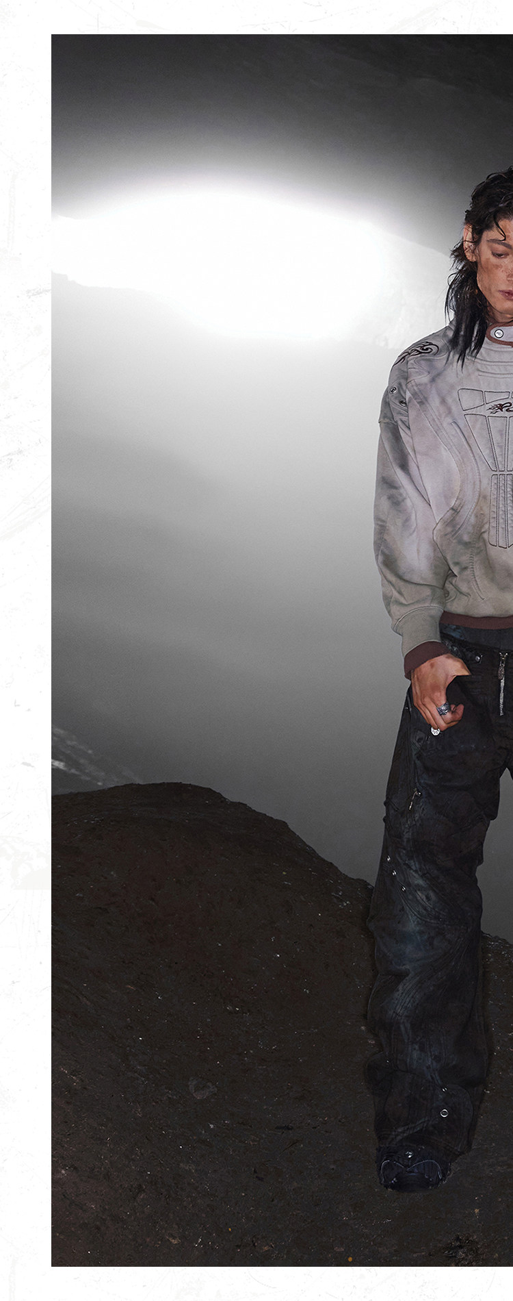 PERSONSOUL Terracotta Armor Distressed Shield Hoodie