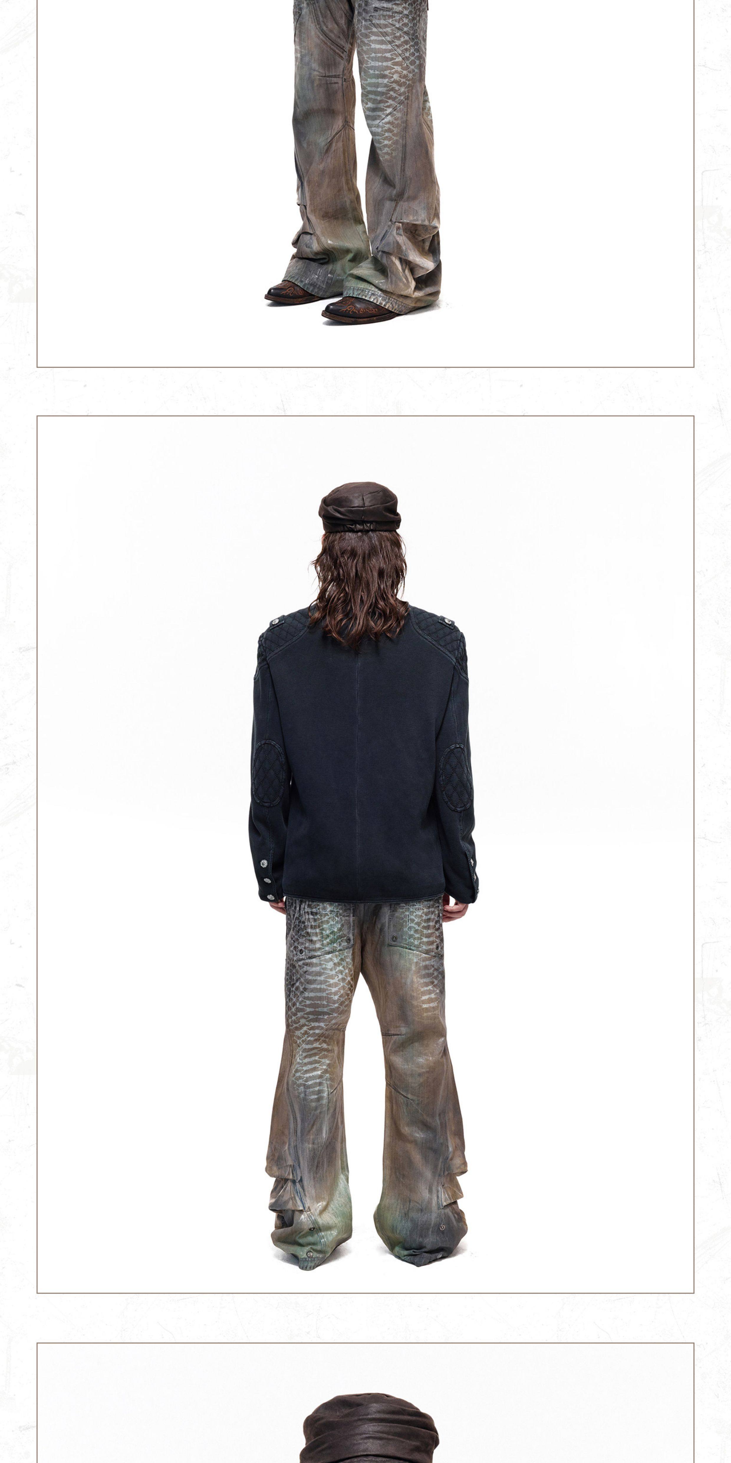 PERSONSOUL Distressed Waffle Zhongshan Jacket
