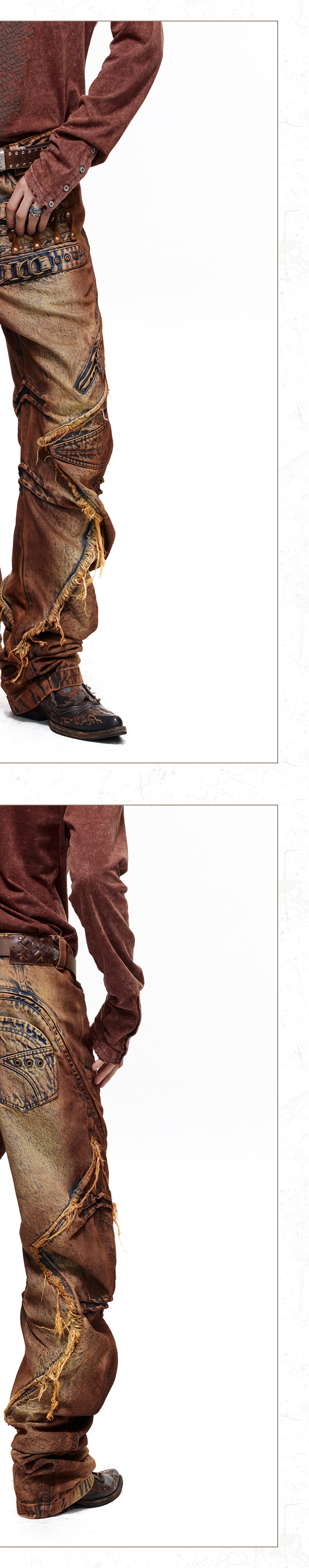 PERSONSOUL Curved Stacked Studded Jeans