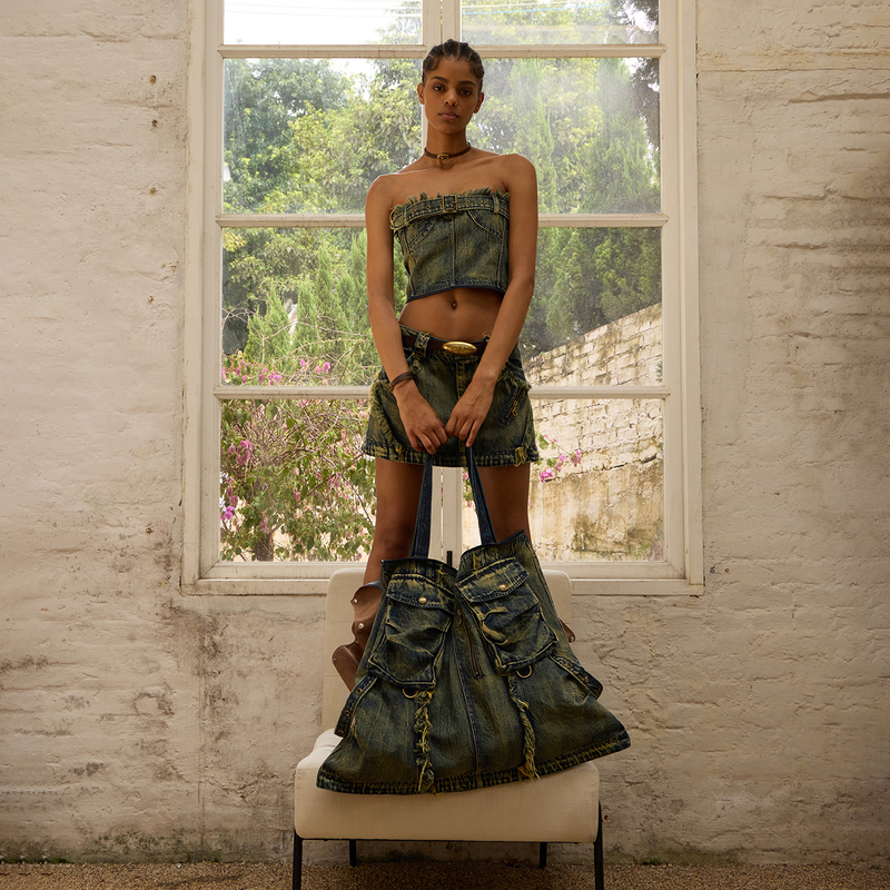 Personsoul* Soul Human Three-Stage Detachable and Reconfigurable Denim Skirt